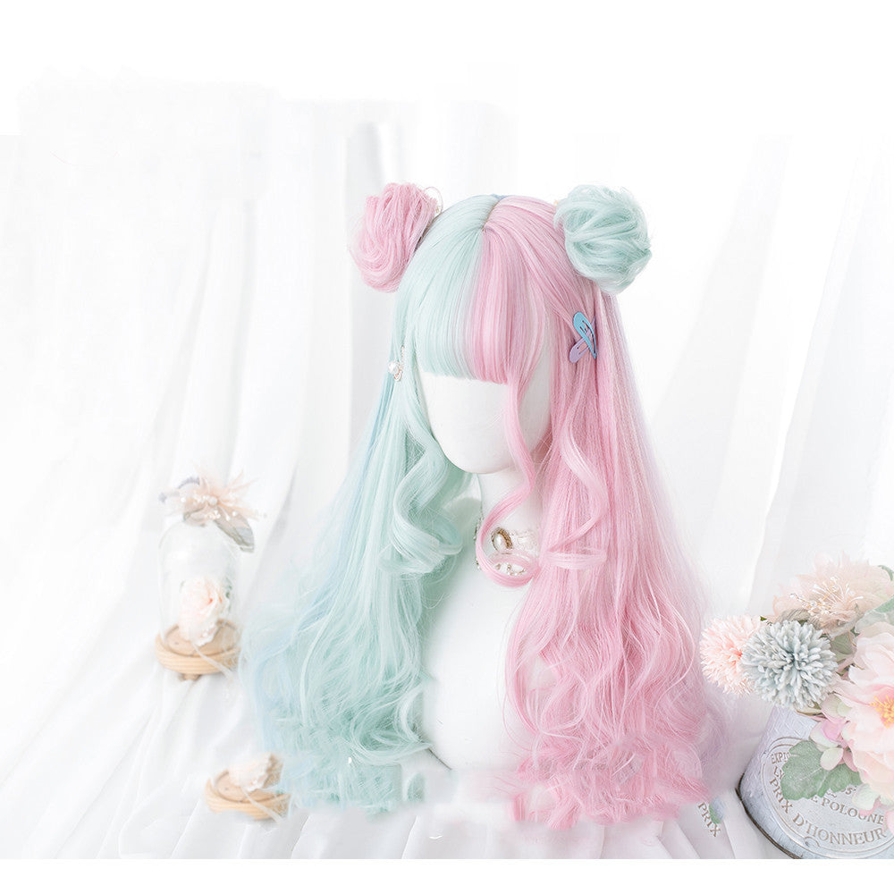 Harajuku fille douce Lolita Macaron Lolita cheveux longs bouclés