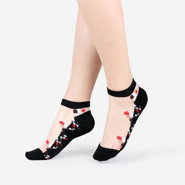 Chaussettes sexy en maille et dentelle transparentes pour femmes, chaussettes fines à la cheville