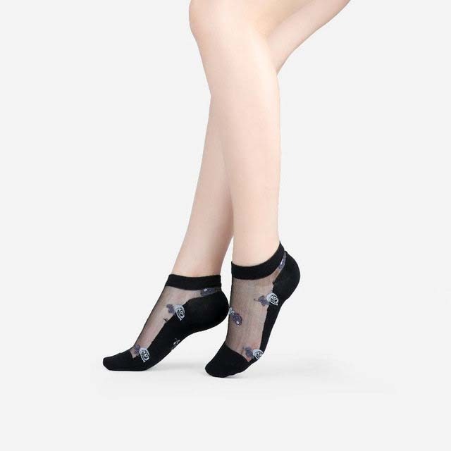 Chaussettes sexy en maille et dentelle transparentes pour femmes, chaussettes fines à la cheville