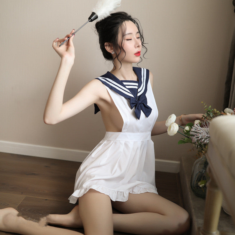 Sexy Uniform Underwear Japanese Two-Dimensional Halter Sexy Dew Hollow School Uniform Set