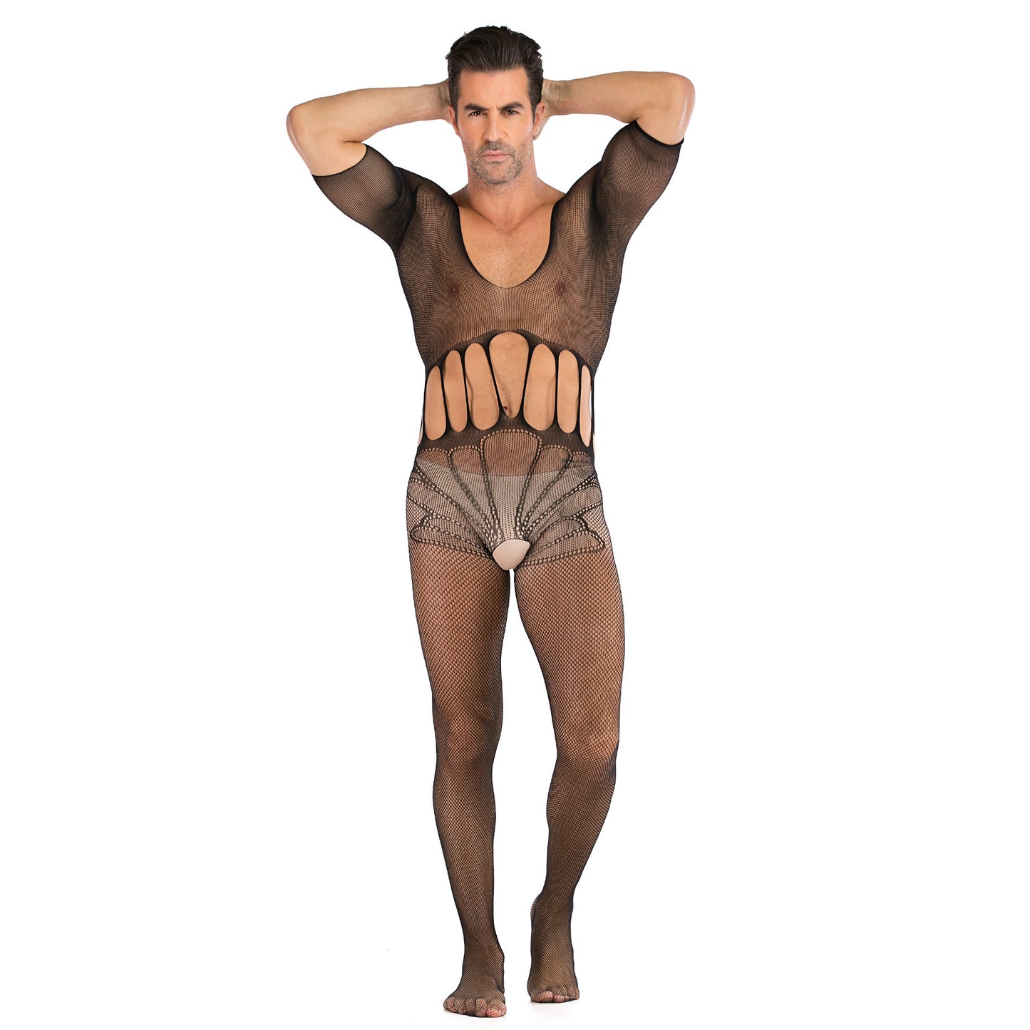 Men's Plus Size One-piece Sexy Net Dress Stockings Sexy Bodysuit