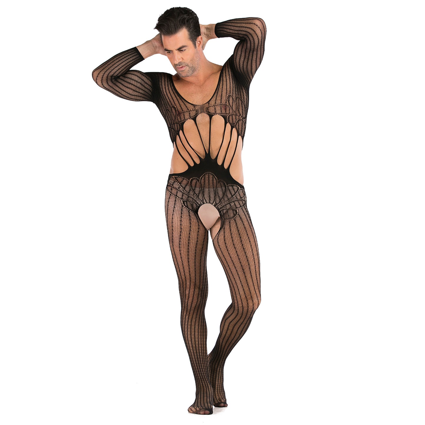 Men's Plus Size One-piece Sexy Net Dress Stockings Sexy Bodysuit