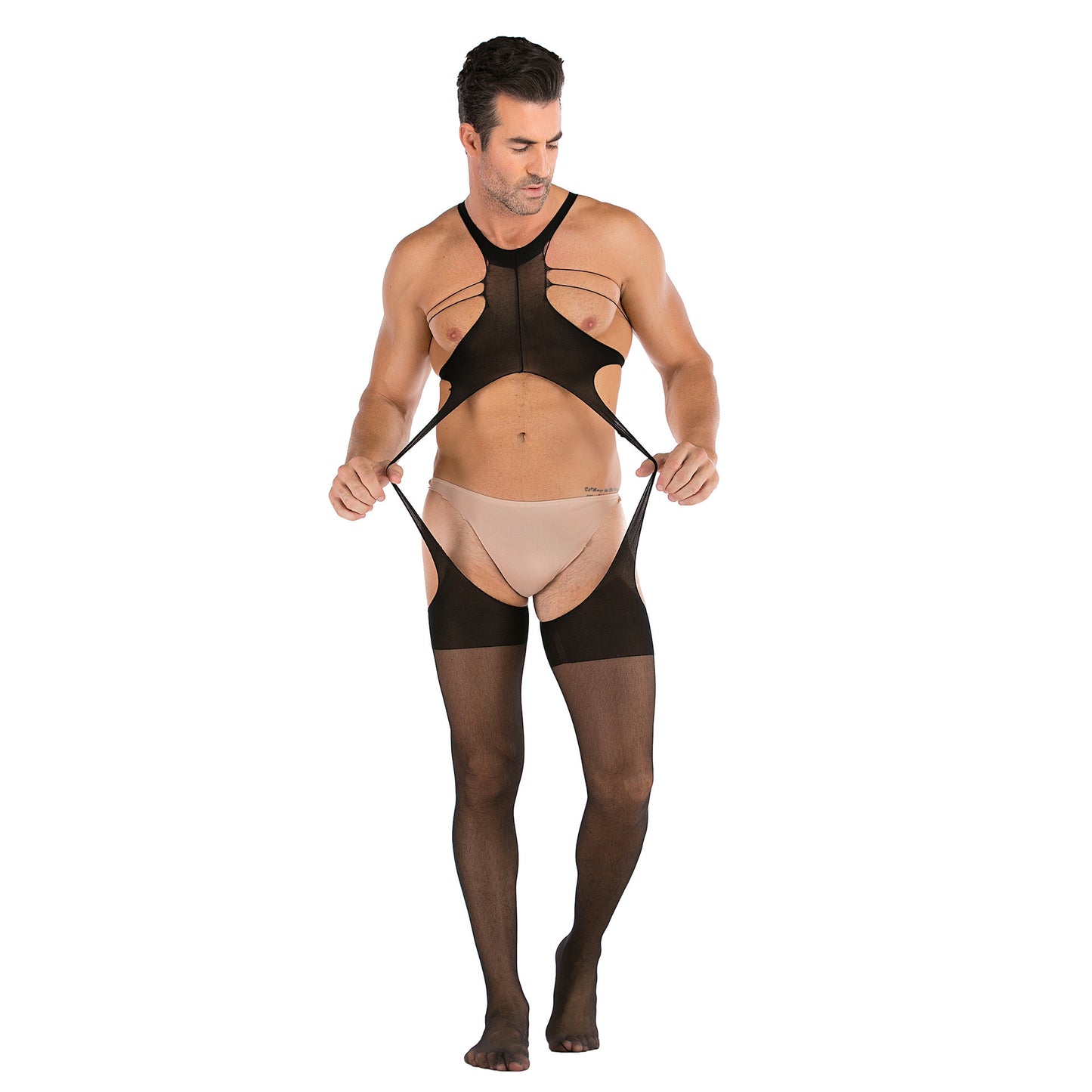 Men's Plus Size One-piece Sexy Net Dress Stockings Sexy Bodysuit