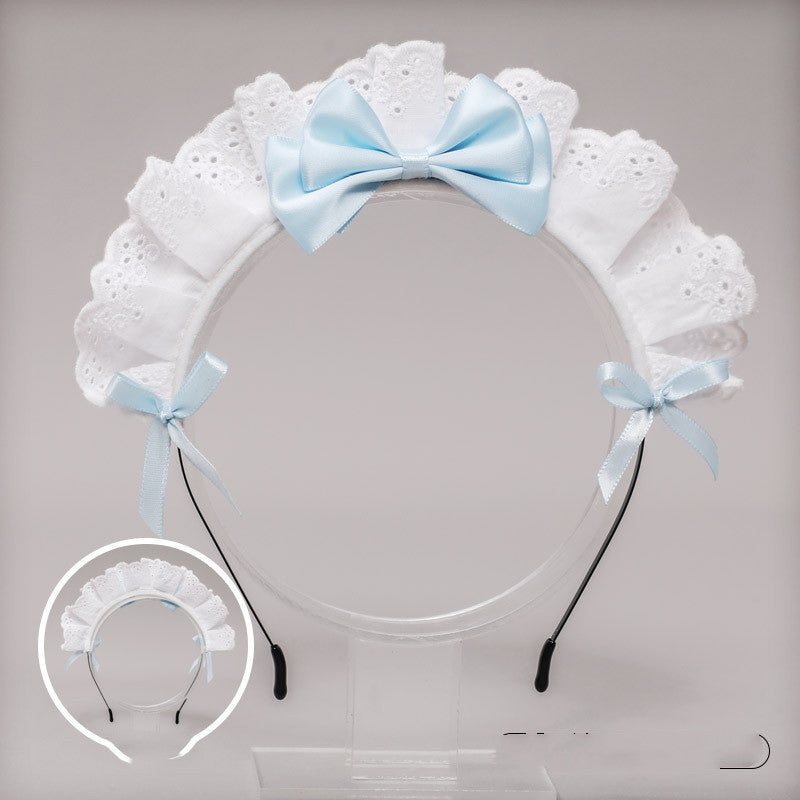 Coiffure Lolita japonaise, accessoires pour cheveux, bandeau de demoiselle d'honneur avec nœud en dentelle bidimensionnel, décor Anime