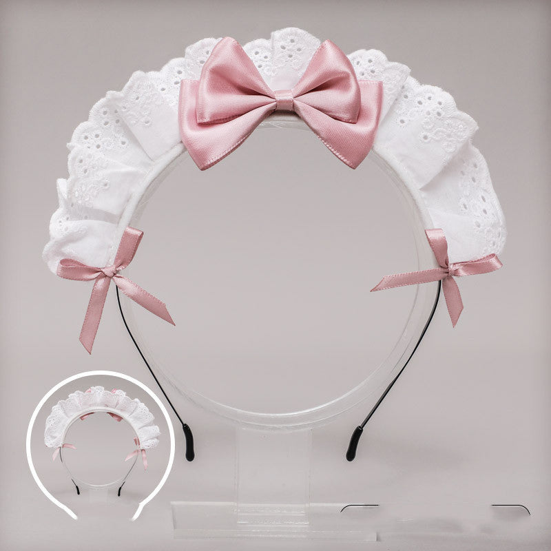 Coiffure Lolita japonaise, accessoires pour cheveux, bandeau de demoiselle d'honneur avec nœud en dentelle bidimensionnel, décor Anime