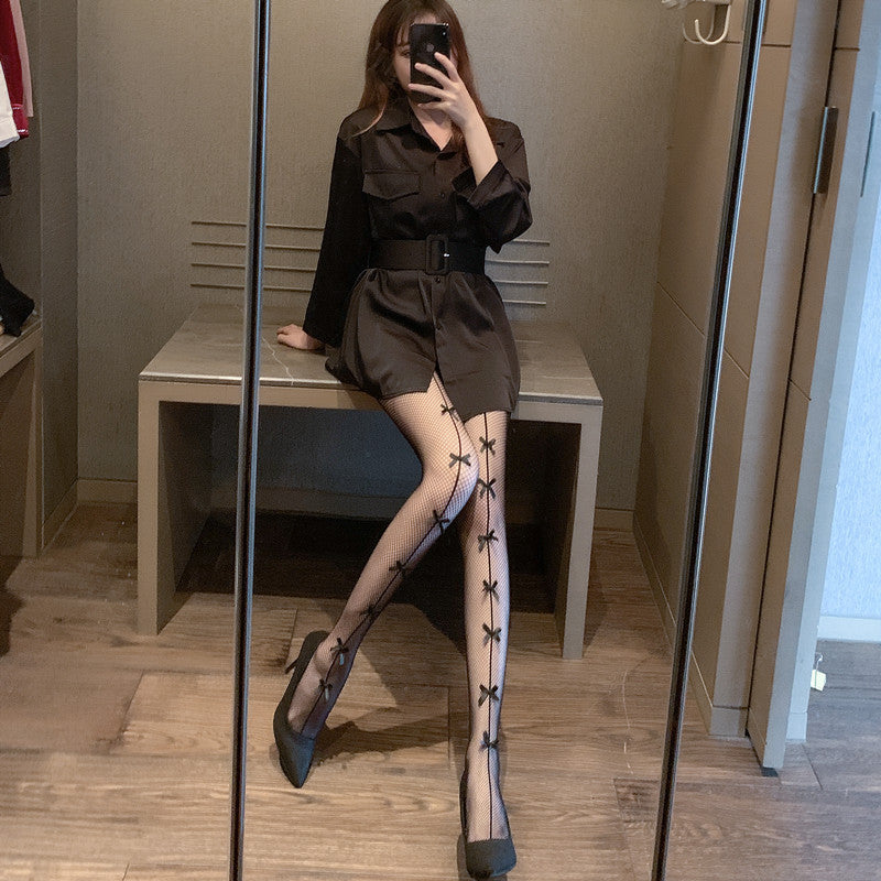 Sexy Thin With Black Bowknot Fishnet Stockings